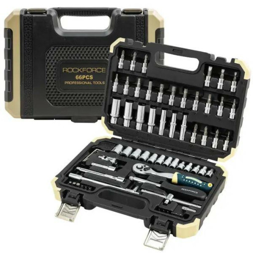 Zestaw narzędzi 1/4" 66el. 6-kąt 4-14 mm Grzechotka nasadki bity Rockforce