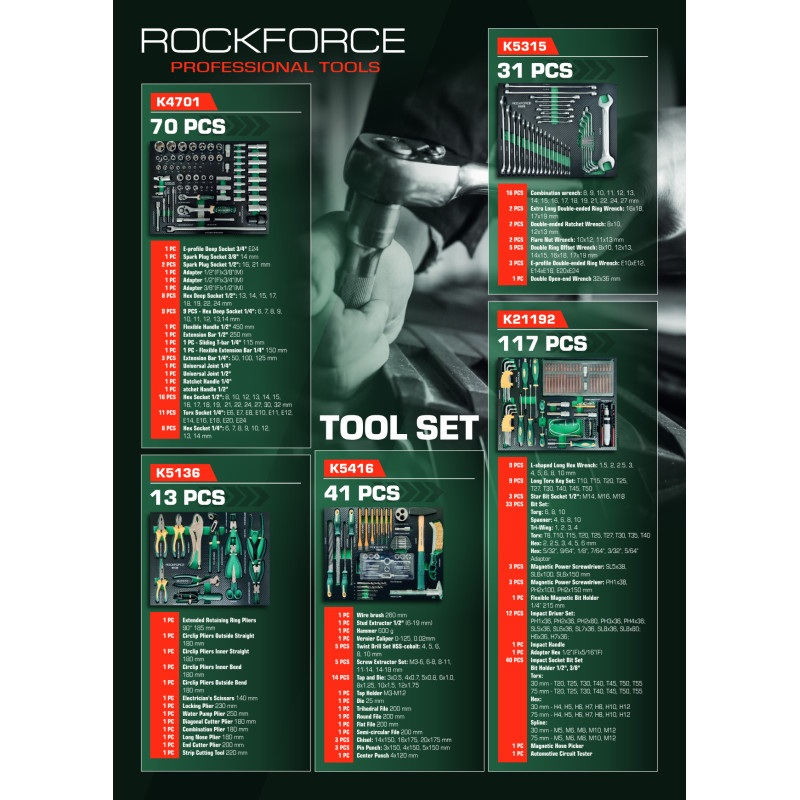 Zestaw mebli warsztatowych garażowych z 274 narzędziami wózek Rockforce