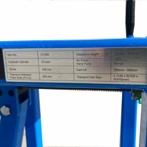 Prasa mobilna 75T do sworzni hydrauliczno-pneumatyczna pompa nożna Forsage