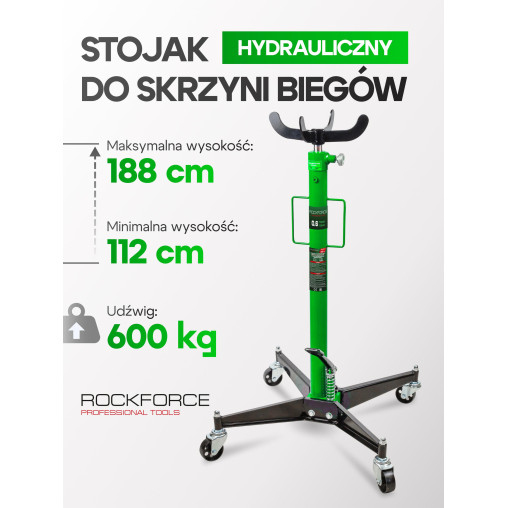 Podnośnik do skrzyń biegów 0.6T Hydrauliczny 112-188 cm z pedałem Rockforce