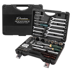 Zestaw narzędzi 1/4 1/2" 6-kąt. 82+6 el. nasadki klucze Premium Rockforce