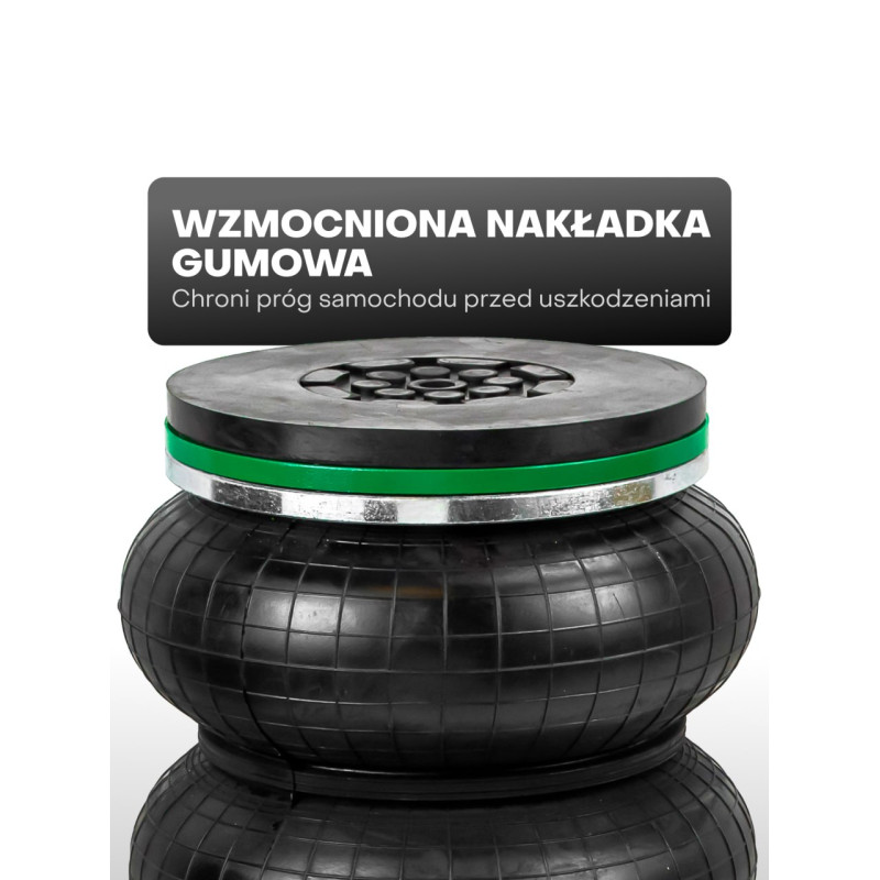 Podnośnik pneumatyczny poduszkowy bałwanek 5T min 144mm max 440mm + GUMA