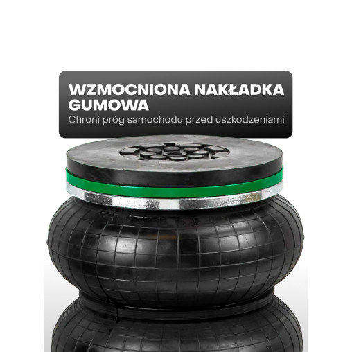 Podnośnik pneumatyczny poduszkowy bałwanek 5T min 144mm max 440mm + GUMA
