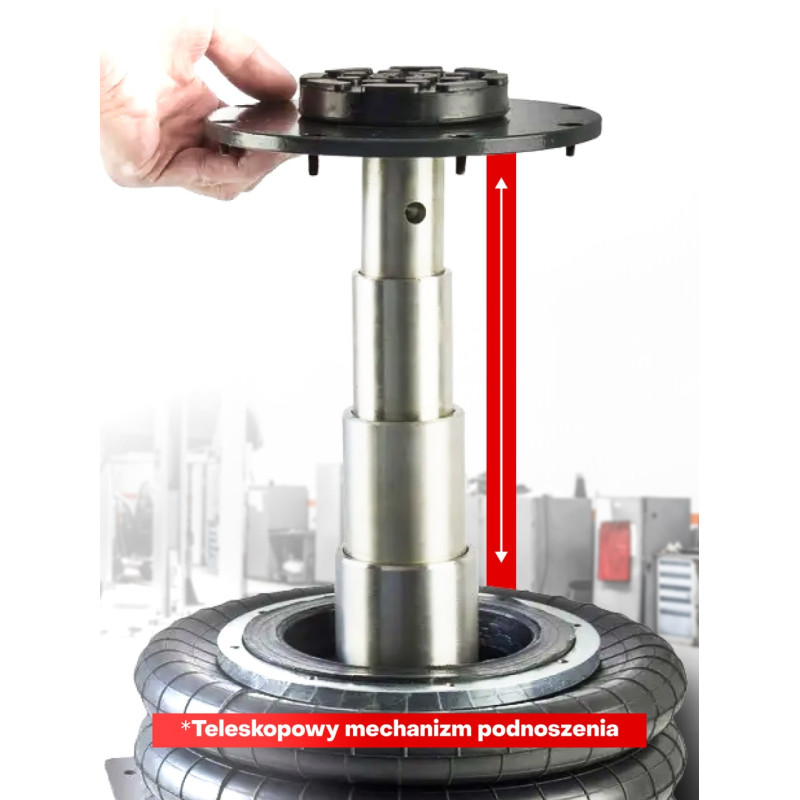 Podnośnik pneumatyczny poduszkowy bałwanek 5T min 144mm max 440mm + GUMA