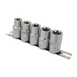 Zestaw 5 nasadek 1/2" profil E-Torx E12 E14 E16 E18 E20) na listwie Forsage
