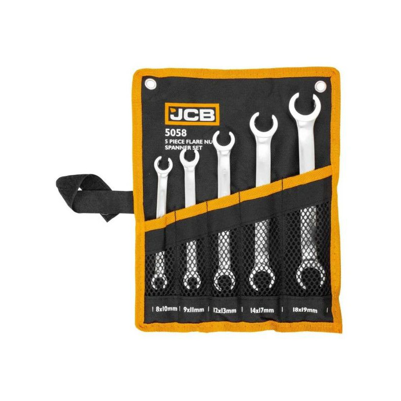 Zestaw 5 kluczy oczkowych rozciętych 8-19mm klucze oczkowe rozcięte CrV JCB