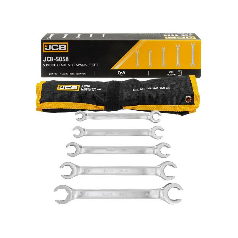 Zestaw 5 kluczy oczkowych rozciętych 8-19mm klucze oczkowe rozcięte CrV JCB