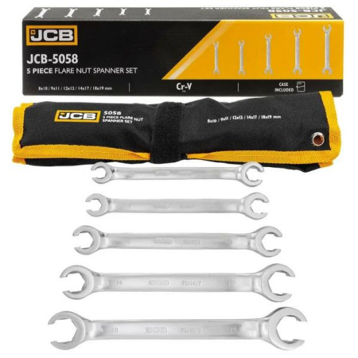 Zestaw 5 kluczy oczkowych rozciętych 8-19mm klucze oczkowe rozcięte CrV JCB