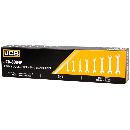 Zestaw 8 kluczy płaskich DWUSTRONNYCH na PŁACHCIE 8-24mm Cr-V JCB
