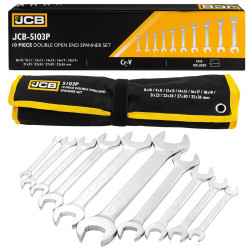Zestaw 10 kluczy płaskich 8-36 mm klucze płaskie na płachcie stal CrV JCB