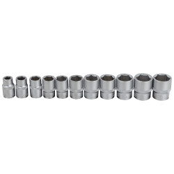 Zestaw nasadek 3/8" 8, 10-19 mm 11 el. 6-kąt na listwie stal CRV Forsage