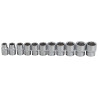 Zestaw nasadek 3/8" 8, 10-19 mm 11 el. 6-kąt na listwie stal CRV Forsage