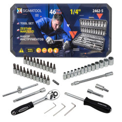 Zestaw narzędzi 1/4" 4-14 mm 46 el. bity nasadki w walizce SIGMATOOL