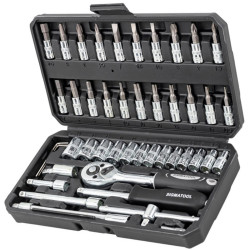 Zestaw narzędzi 1/4" 4-14 mm 46 el. bity nasadki w walizce SIGMATOOL