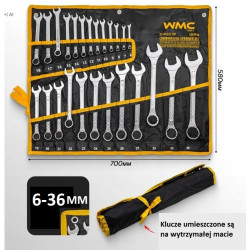Zestaw kluczy płasko-oczkowych 25el. (6-36mm) na płachcie