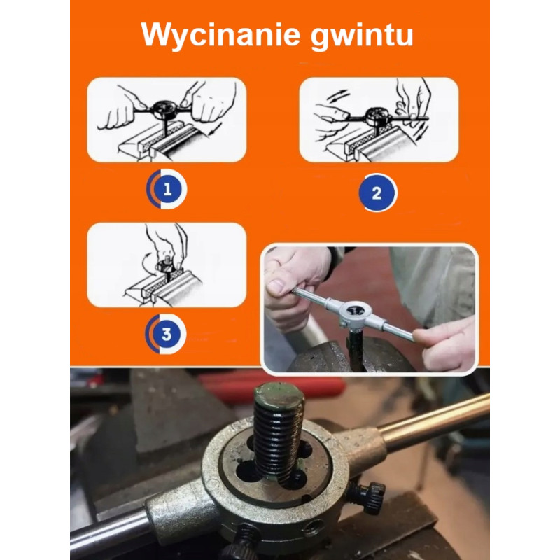Zestaw gwintowników i narzynek 110el. (M2-M18) walizka PE-HD