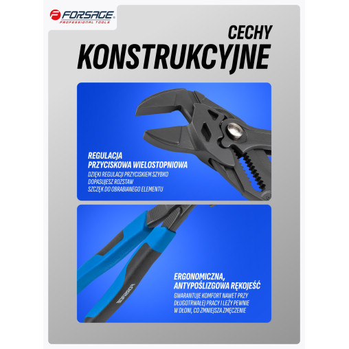 Szczypce nastawne 250mm 10"  crv regulacja przyciskowa