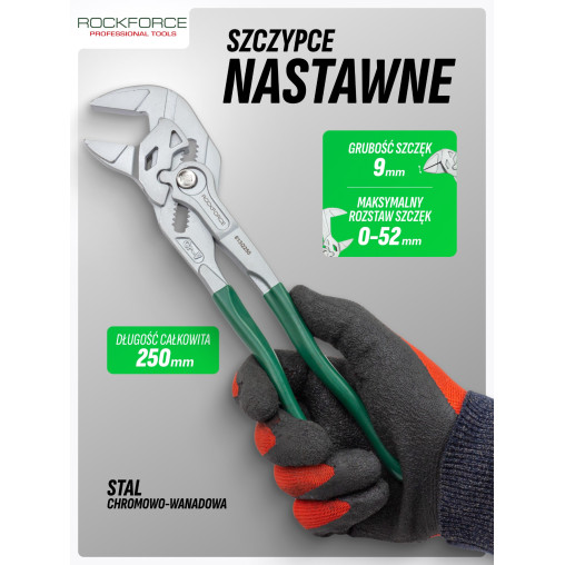 Szczypce nastawne 250mm 10"  crv regulacja przyciskowa