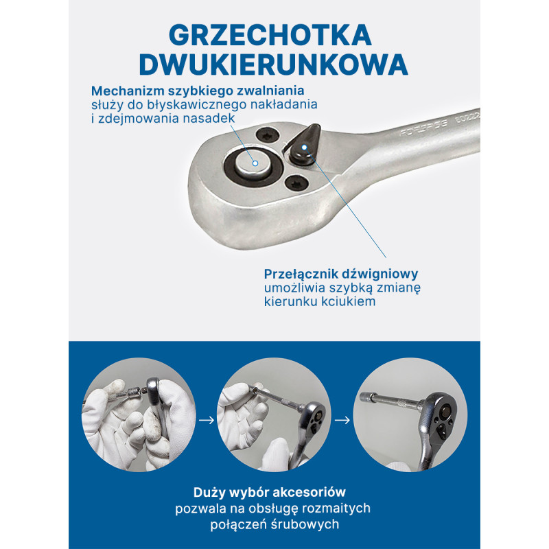 Zestaw narzędzi 51el. 1/4" (4-14mm) (6-kątnych) Forsage