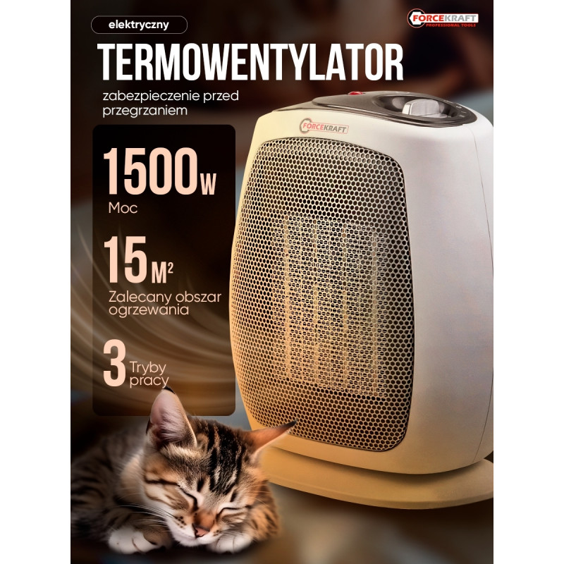 Termowentylator ceramiczny grzejnik farelka 1500 W 2 poziomy mocy