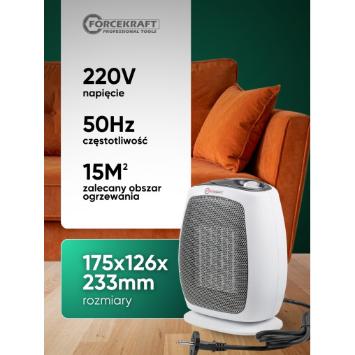 Termowentylator ceramiczny grzejnik farelka 1500 W 2 poziomy mocy