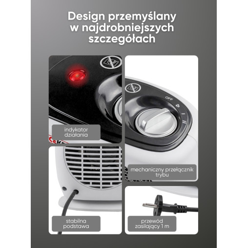 Termowentylator ceramiczny grzejnik farelka 1500 W 2 poziomy mocy