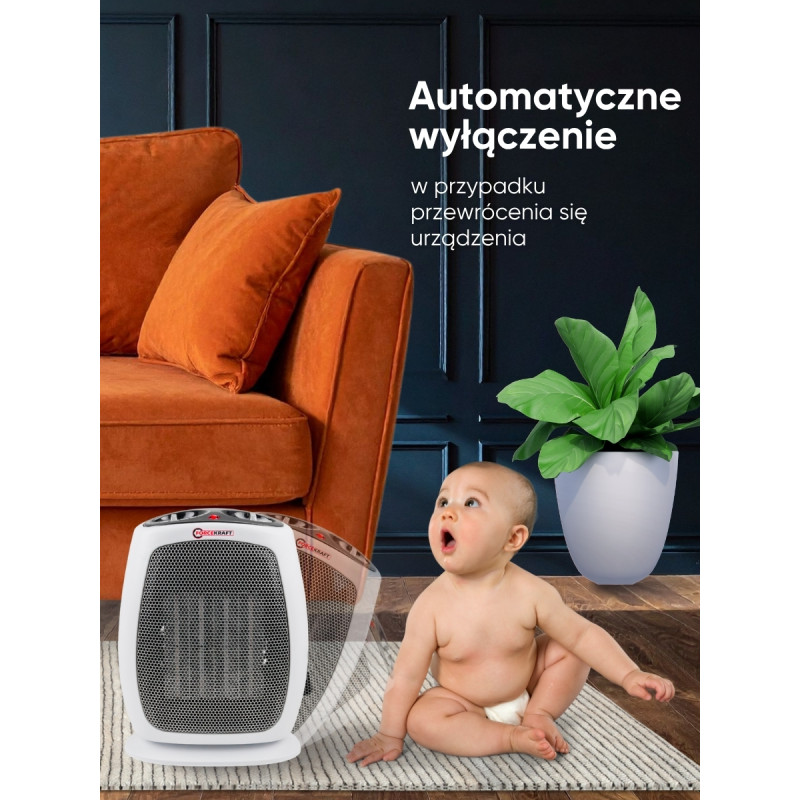 Termowentylator ceramiczny FORCEKRAFT 1800W grzejnik farelka 18m2 termostat