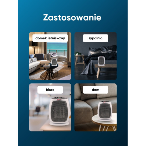 Termowentylator ceramiczny FORCEKRAFT 1800W grzejnik farelka 18m2 termostat