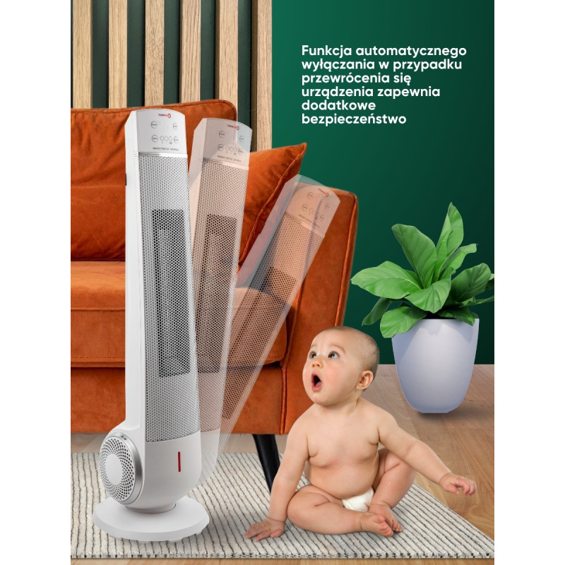 Termowentylator ceramiczny FORCEKRAFT 2200W grzejnik 22m2 timer pilot 75°