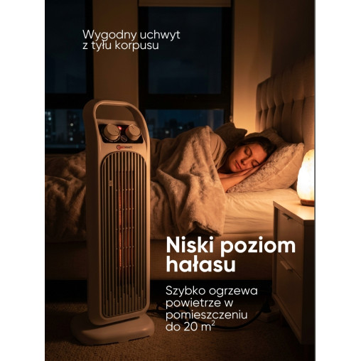 Termowentylator ceramiczny FORCEKRAFT 2000W grzejnik 20m2 oscylacja 75°