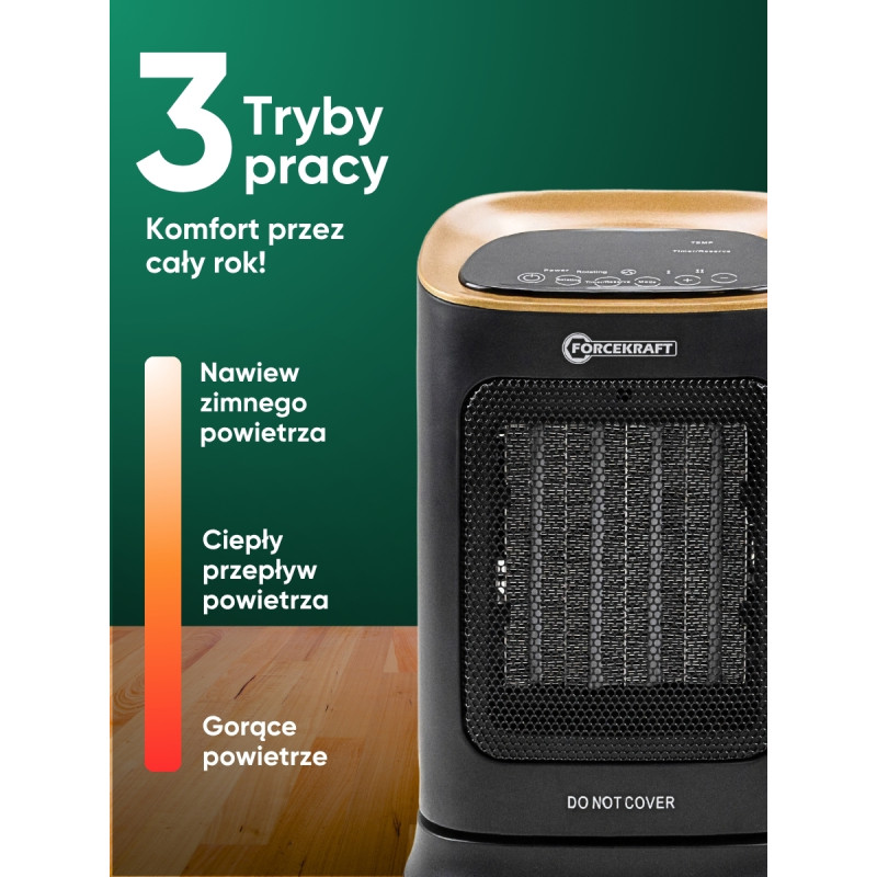 Grzejnik termowentylator grzałka ceramiczna 1800W 4 TRYBY farelka z pilotem
