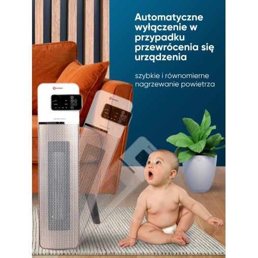 Grzejnik termowentylator kolumnowy ceramiczny 2000W 2 biegi / 4 tryby pilot