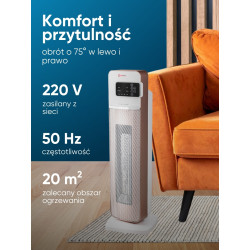 Grzejnik termowentylator kolumnowy ceramiczny 2000W 2 biegi / 4 tryby pilot