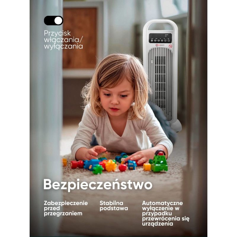 Termowentylator ceramiczny kolumnowy 2000 W farelka grzejnik z pilotem
