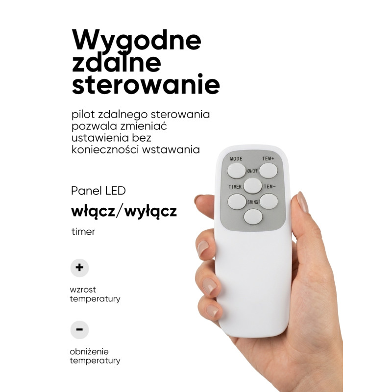 Termowentylator ceramiczny kolumnowy 2000 W farelka grzejnik z pilotem