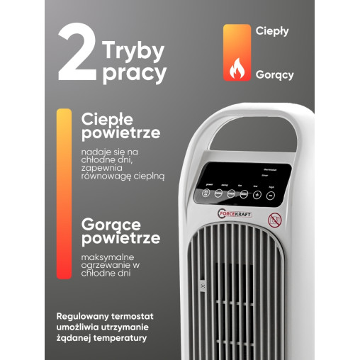 Termowentylator ceramiczny kolumnowy 2000 W farelka grzejnik z pilotem