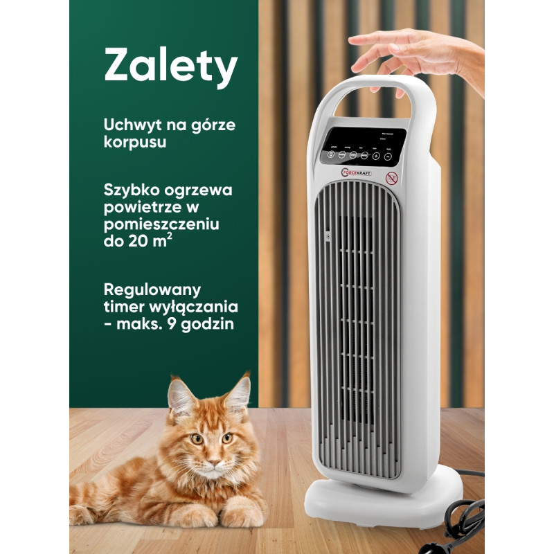 Termowentylator ceramiczny kolumnowy 2000 W farelka grzejnik z pilotem