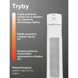 Termowentylator ceramiczny kolumnowy 2200 W farelka grzejnik 2 tryby