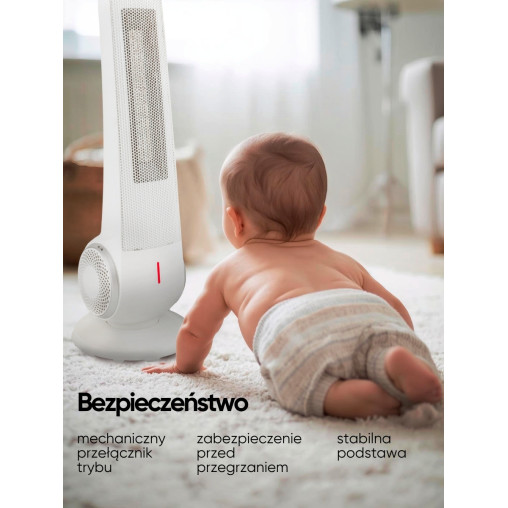 Termowentylator ceramiczny kolumnowy 2200 W farelka grzejnik 2 tryby
