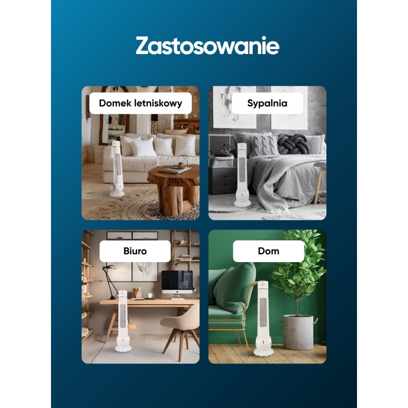 Termowentylator ceramiczny kolumnowy 2200 W farelka grzejnik 2 tryby