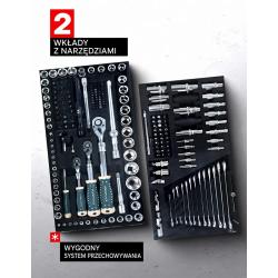 Wózek narzędziowy - 5 szuflad i komplet narzędzi 216el.