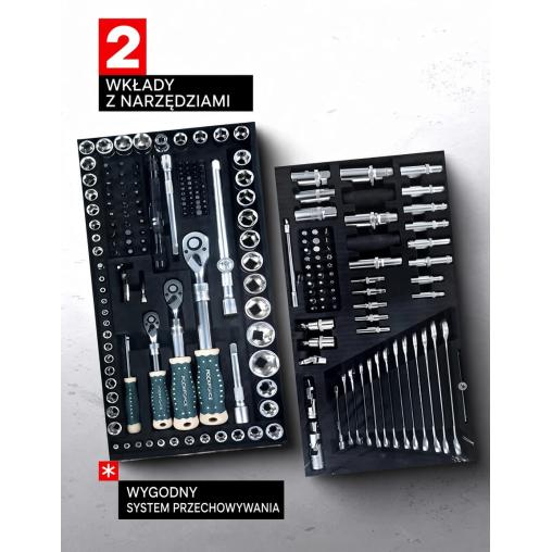 Wózek narzędziowy - 5 szuflad i komplet narzędzi 216el.