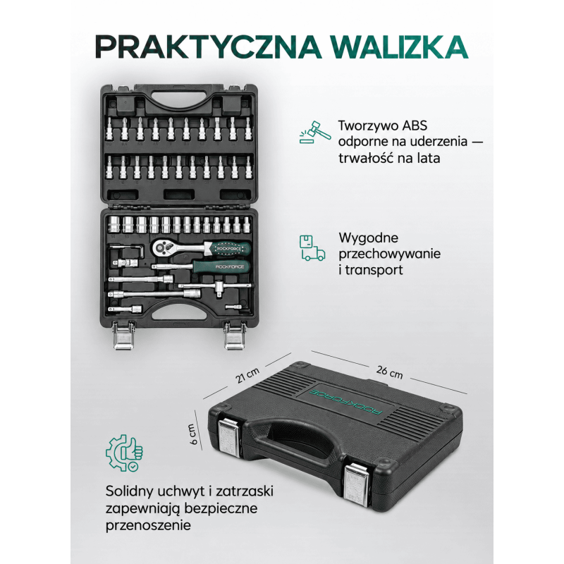 Zestaw kluczy nasadowych 1/4" 46el. (6-kątnych) (4-14mm)