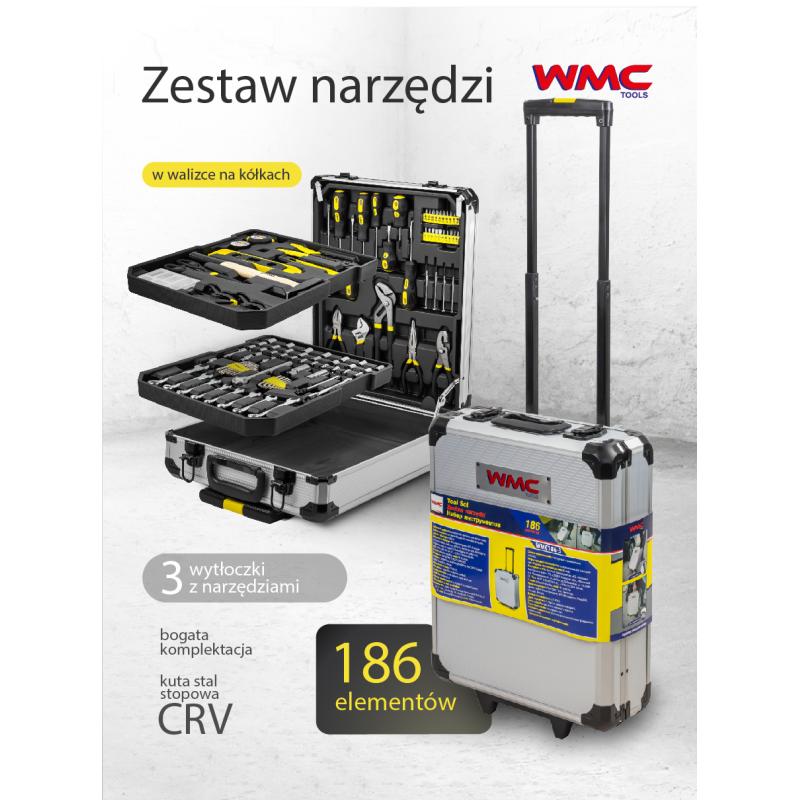 Zestaw narzędzi 186el. 1/4" i 1/2" (4-30mm) (6-kątnych) w walizce