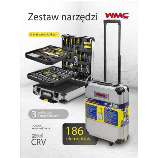 Zestaw narzędzi 186el. 1/4" i 1/2" (4-30mm) (6-kątnych) w walizce