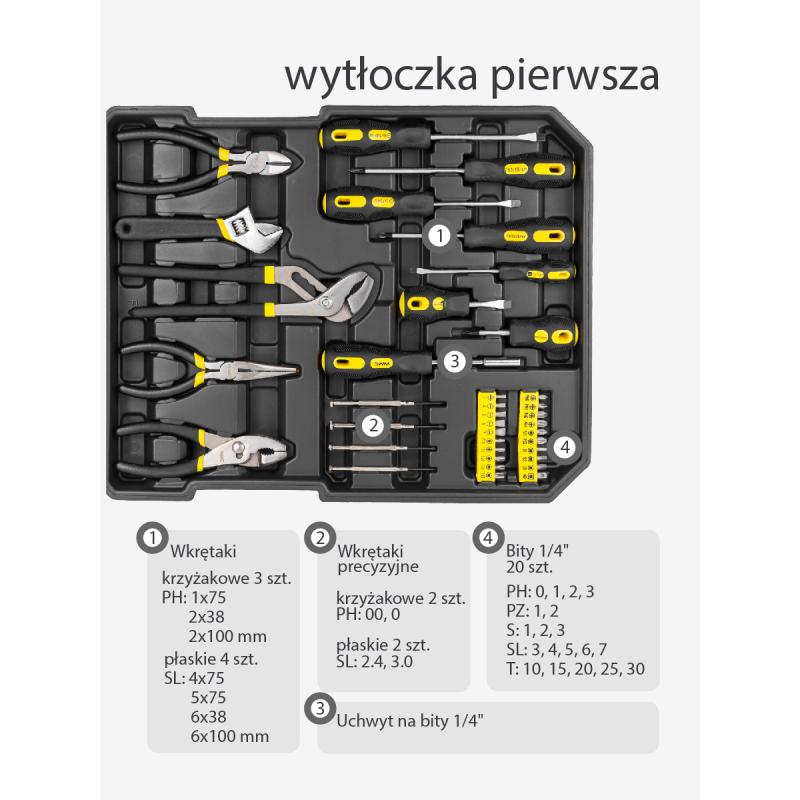 Zestaw narzędzi 186el. 1/4" i 1/2" (4-30mm) (6-kątnych) w walizce