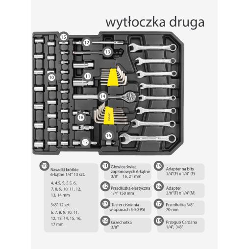 Zestaw narzędzi 186el. 1/4" i 1/2" (4-30mm) (6-kątnych) w walizce