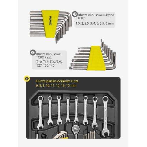 Zestaw narzędzi 186el. 1/4" i 1/2" (4-30mm) (6-kątnych) w walizce