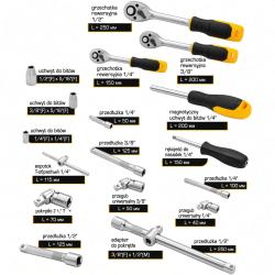 Zestaw narzędzi 216el. 1/4", 3/8", 1/2" (6-kątnych)
