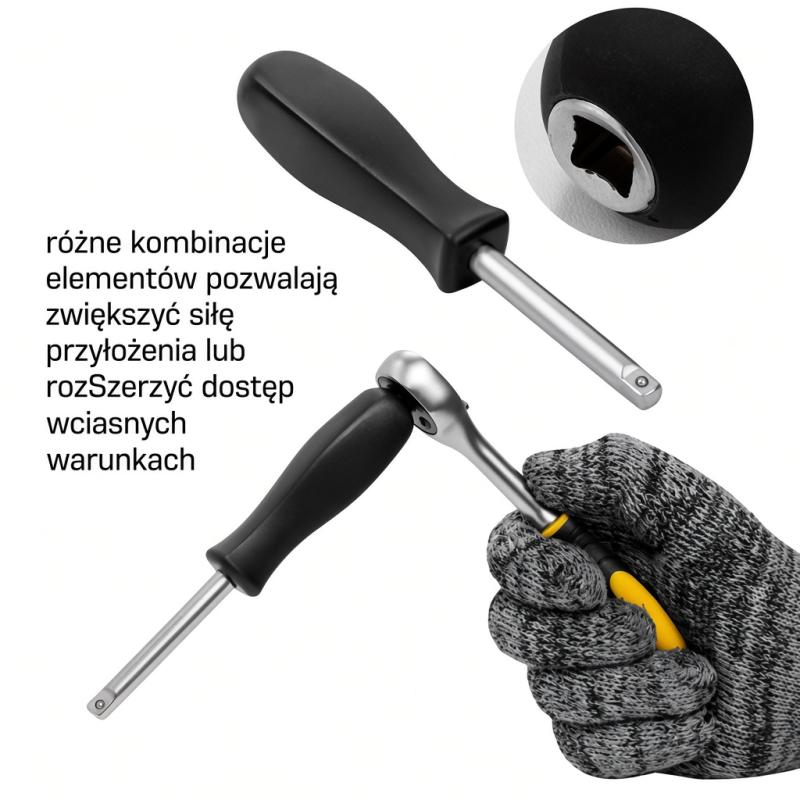 Zestaw narzędzi 216el. 1/4", 3/8", 1/2" (6-kątnych)